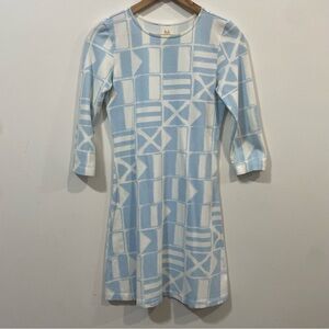 Mahi Gold Cotton Fit & Flare Nautical 3/4 Sleeve Coastal Mini Dress Size XS